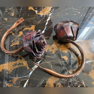 Multicolor Copper Rose Curtain Tiebacks Set Of 2 Steampunk Industrial 5.5'